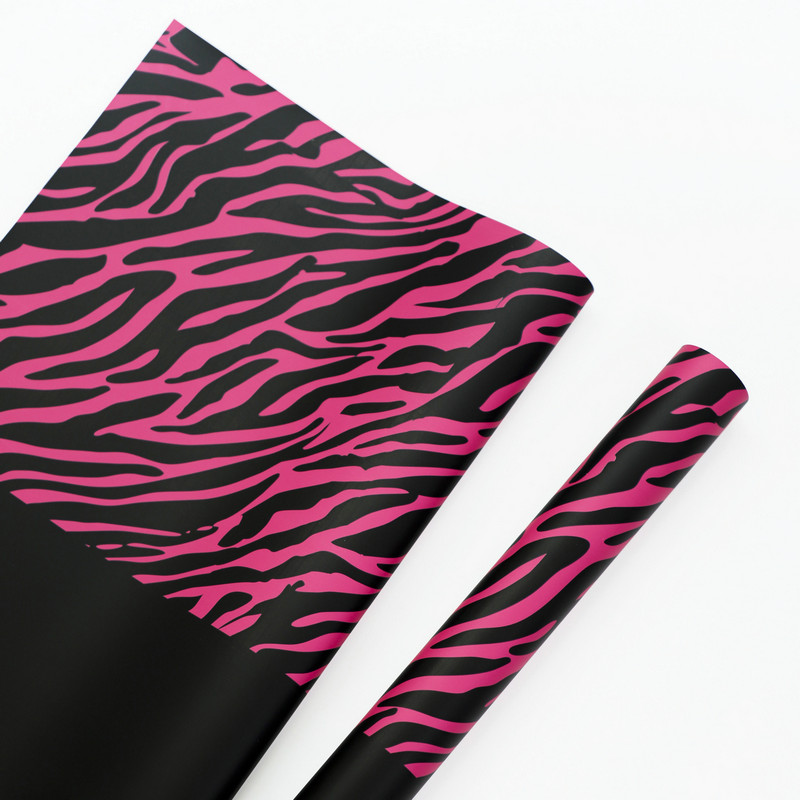 Zebra desenli altı renkli çiçek ambalaj kağıdı