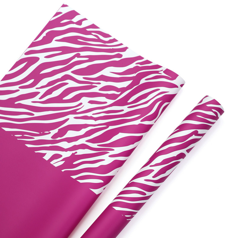 Zebra desenli altı renkli çiçek ambalaj kağıdı